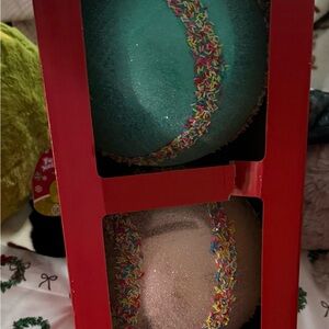 Holiday Time Glittery Ornaments - Blue and Silver